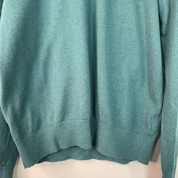 Banana Republic Sweater Medium Green Cotton Cashmere Blend 1/4-Zip Pullover Mens - Picture 3 of 11